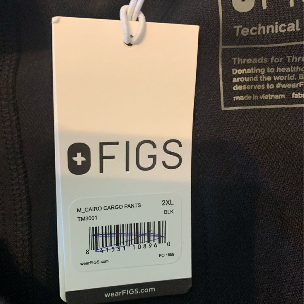 NWT Figs Cairo Cargo black Pants/scrubs size XXL‎ - Picture 9 of 10